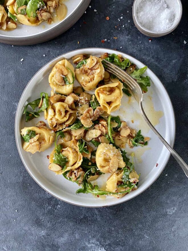 Tortellini with Brown Butter, Almonds & Arugula Justin Chapple