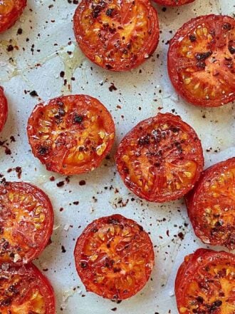 Broiled Tomatoes with Honey and Crushed Chile Pepper